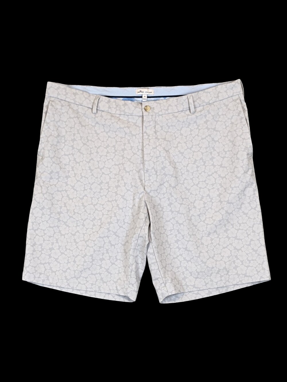 Peter Millar Hibiscus Carrboro Performance ShortS Men's 40 Gray Floral 9" Golf